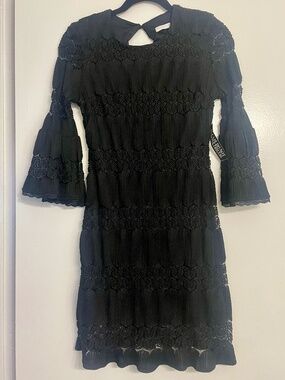 New York & Company Black Bell Sleeve Dress